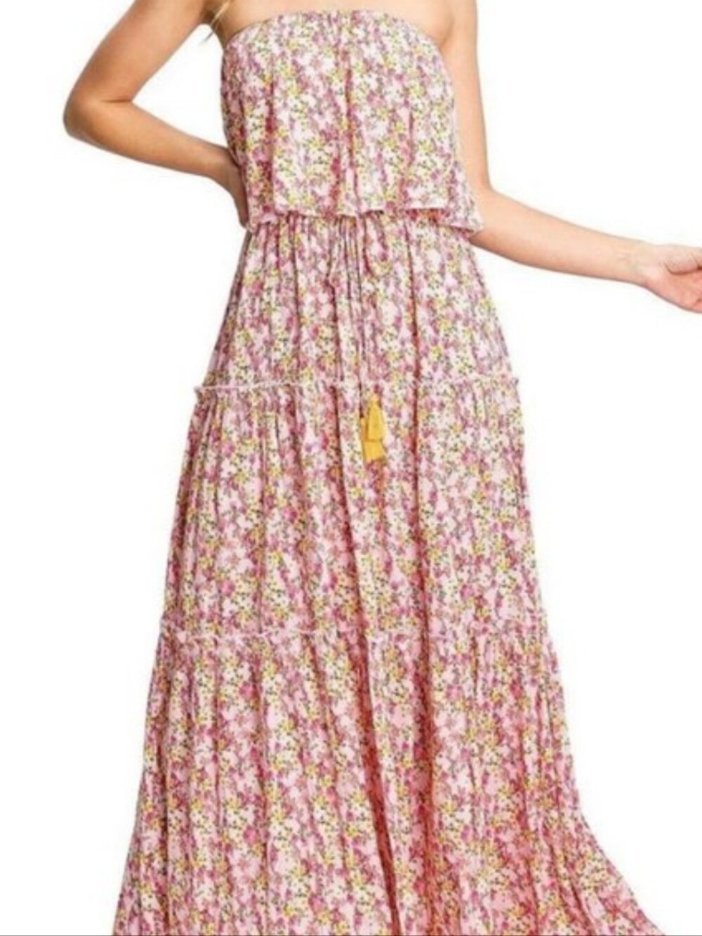 NWT Aakaa Floral Strapless Maxi Dress Size L - Picture 8 of 8